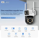 Guudgo 6MP HD Dual Lens Wireless Security Camera 360 Color Night Vision Human Motion Detect Two Way Audio Waterproof Design Surveillance CCTV Cameras