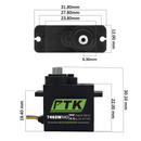 PTK 7462W MG 25T Aluminum Gear 180 9g Digital Waterproof RC Servo for Robot Fixed Wing Car and Aircraft Model