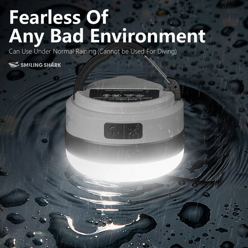 SMILING SHARK Multifunctional Portable Adjustable Lantern Outdoor Camping Tent Light Rechargeable Emergency Lighting