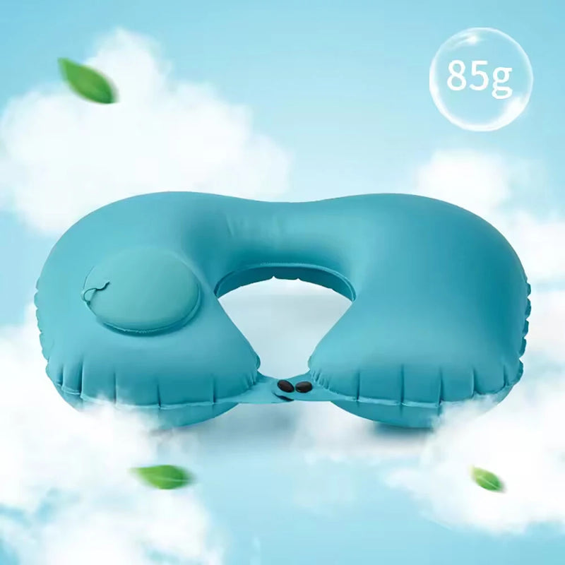 U-Shaped Travel Pillow Press Inflatable Pillow Neck Portable Foldable Outdoor Travel Car Aircraft Inflatable Ring Neck Pillow