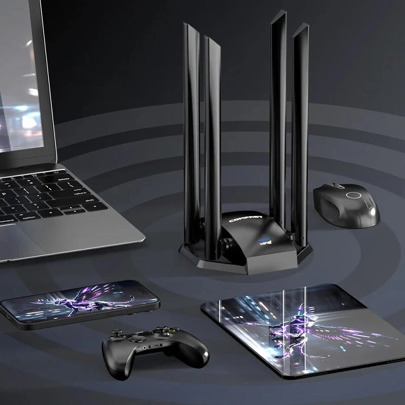 COMFAST BE6500 Gigabit WiFi7 USB3.0 Adapter WiFi Wireless Network Card Receiver Extension Cable with 4 High Gain Antennas Plug and Play