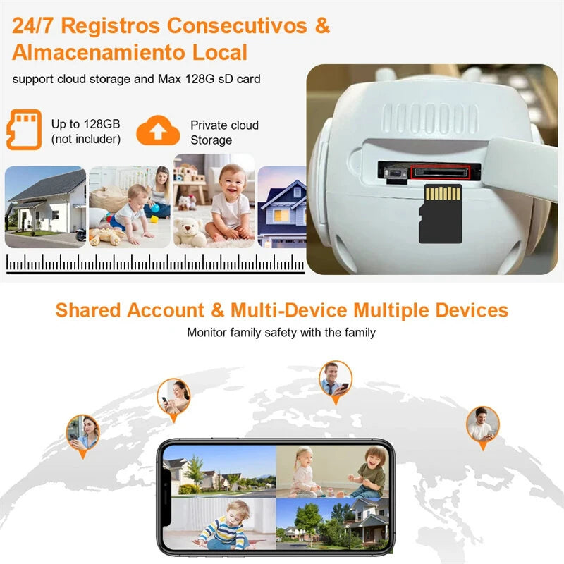 4MP HD WiFi Solar Powered Camera PTZ Night Vision PIR Human Detect Two Way Audio 7200mAh Battery Outdoors Wireless Security CCTV Camera