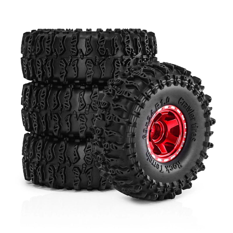 4PCS Upgraded 1 Inch Aluminum Alloy Blade Wheels JC Tire for TRX4M SCX24 FMS24 1/18 Climbing Rock Crawler RC Cars Vehicles Models Spare Parts Accessories