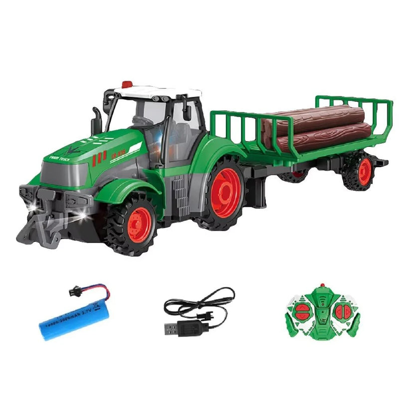Landi QH205 1/24 27MHZ 4CH RC Car Farmer Series Wood Simulated Transport Model Light Sound Remote Control Toys Boys Dump Truck Engineering Vehicle Set Kids Gifts