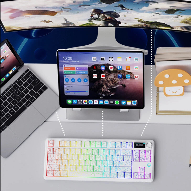 AJAZZ AK870 V2 Tri-mode Mechanical Keyboard 75% RGB Hot-Swaddable Gasket Structure 10000mAh Battery Wireless Gaming Keyboard