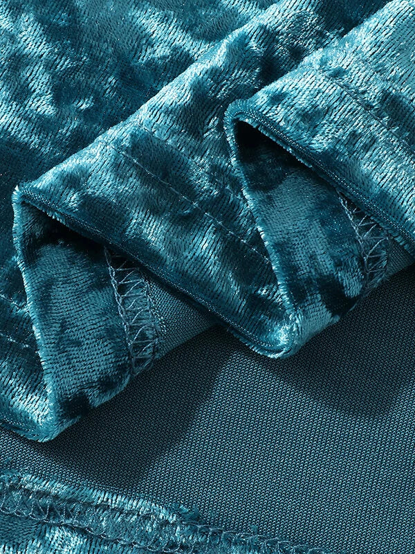 Men Velvet Pocket Jogger Shorts & T-Shirt 2 Piece Set