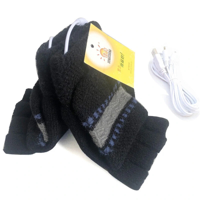 TENGOO 1pair Heated Gloves Mittens Knitting Fingerless Comfortable Winter Gloves for Indoor or Outdoor Man Women
