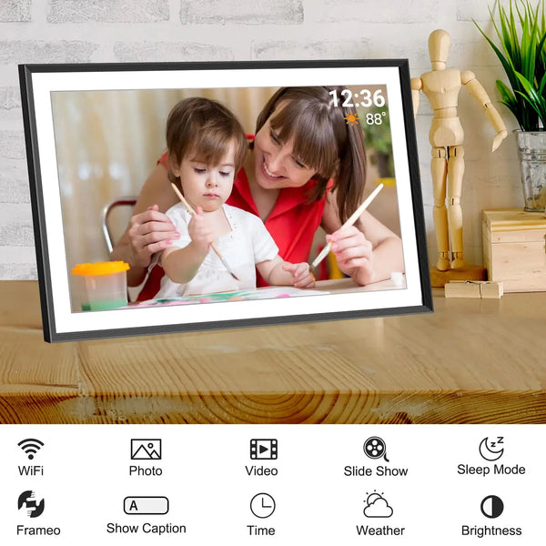 Frameo 10.1"  HD  IPS HD Touch Screen Digital Photo Frame WiFi Cloud Frame Digital Picture Frame 32GB Smart WiFi Digital Photo Frame with 1280x800 Wall Mountable