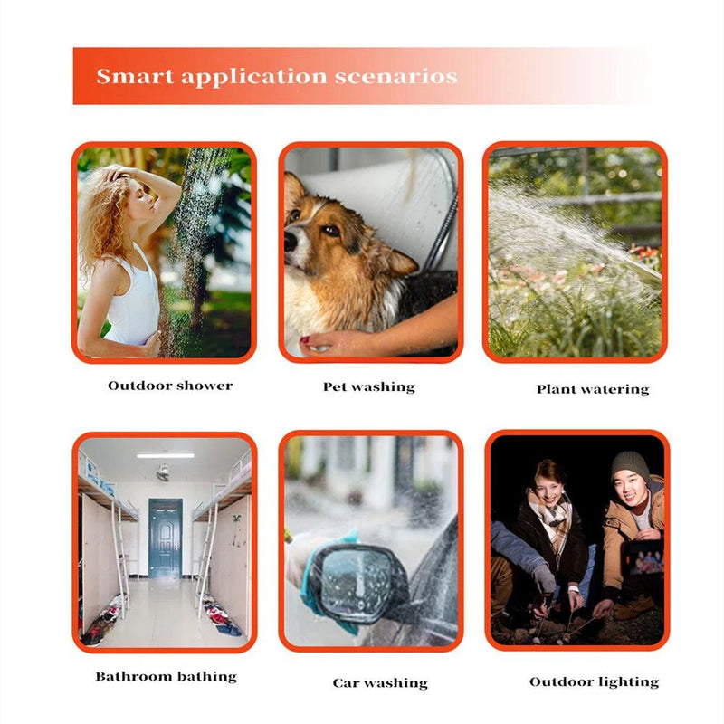 IPRee Outdoor Shower Pump Dormitory Camping Portable 2-in-1 Electric Shower Emergency Lighting Portable Camping Shower