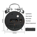 AGSIVO 4 Inch Loud Alarm Clock Twin Bell Analog for Heavy Sleepers Silent Non-Ticking Quartz with Backlight