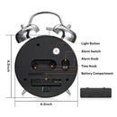 AGSIVO 4 Inch Loud Alarm Clock Twin Bell Analog for Heavy Sleepers Silent Non-Ticking Quartz with Backlight