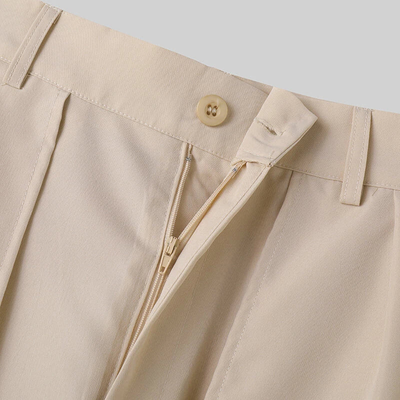 INCERUN Men Trendy Layered Skirt Pants Loose Fit Casual Comfortable Wide Leg Trousers with Side Pockets Plus Size