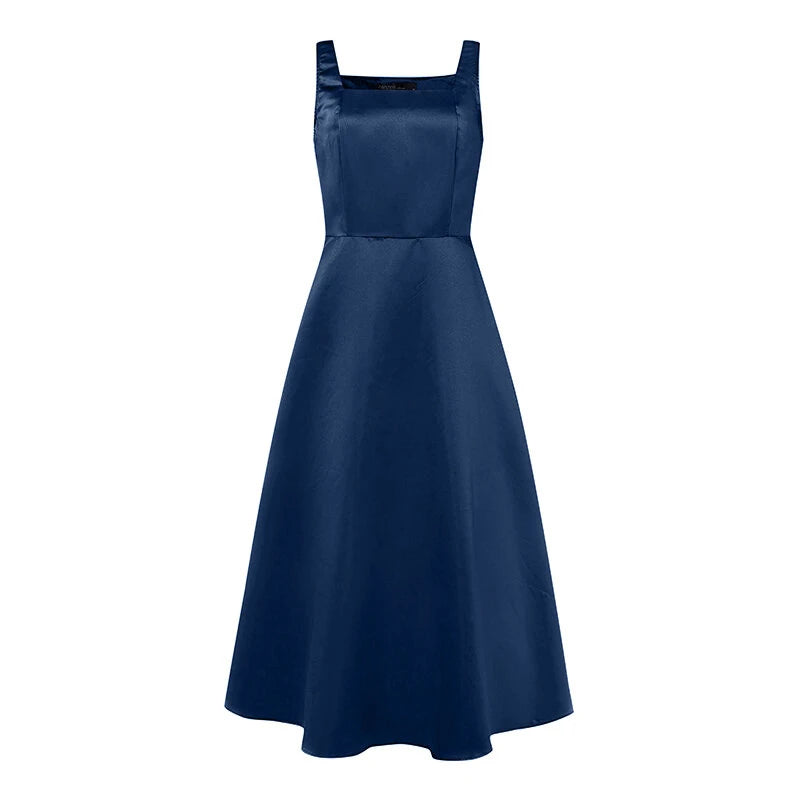 ZANZEA Womens Collect Waist A-Line Sundress Elegant Party Square Neck Tank Dress