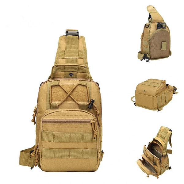 600D Oxford Shoulder Bag Waterproof EDC Molle Fanny Pack Military Tactical Backpack Multi-Pocket Zipper Chest Bag for Outdoor Camping Hiking