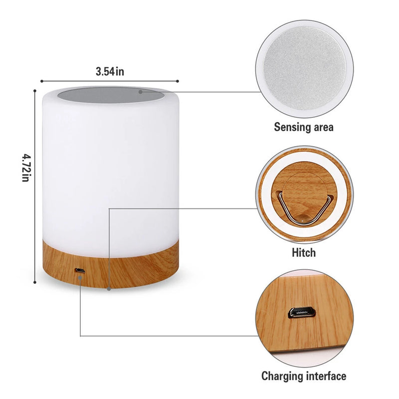 IPRee Touch Lamp LED Night Light for Bedrooms Living Room Portable Table Bedside Lamps Rechargeable Warm White RGB Light