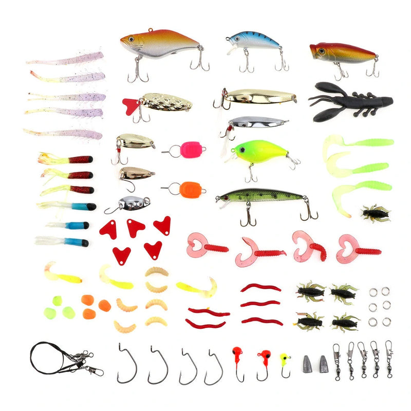 ZANLURE 88pcs Colorful Mixed Fishing Lure Sets Hard Baits/Soft Simulation Lures Artificial Bait With Box