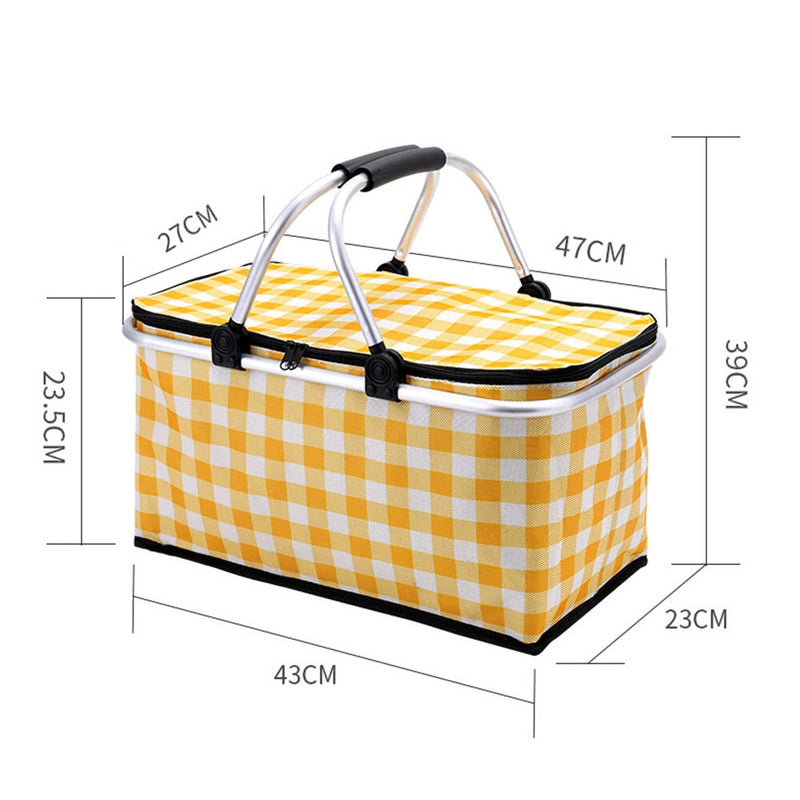 IPRee Folding Basket Picnic Basket Outdoor Handheld Basket Insulation Box Household Supermarket Shopping Storage Basket