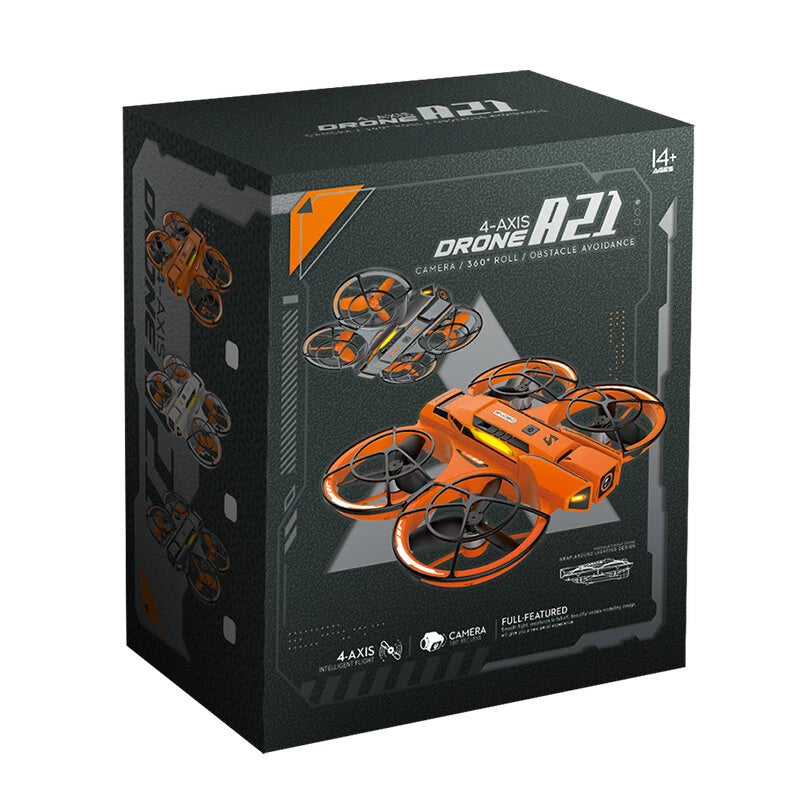 A21 PRO Mechanical Armor Style WiFi FPV with Dual Camera 180 Electrically Adjustable Optical Flow Hover Brushless Circle Fully Enclosed Protection Kids Gifts 2.4G 4CH 6-Axis Remote Control RC Toys Drone Quadcopter RTF