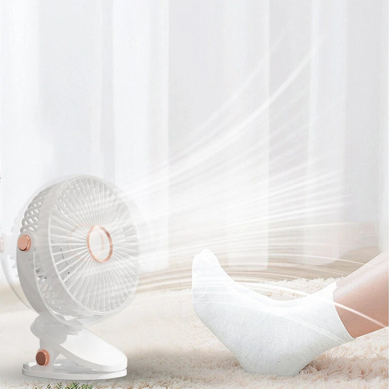 360 Adjustable Mini Silent Clip Fan 4000mAh 5 Speed USB Rechargeable Desktop Mini Fan Small Portable Silent Fan