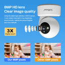 SriHome DH050-SH064 4K 8MP Smart Baby Monitoring Camera Kit with 5-inch Touch Screen 3X Digital Zoom 355 PTZ AI Crying Detection Color Night Vision Human Tracking Alarm 2-Way Audio Home Monitor Viewing Cameras