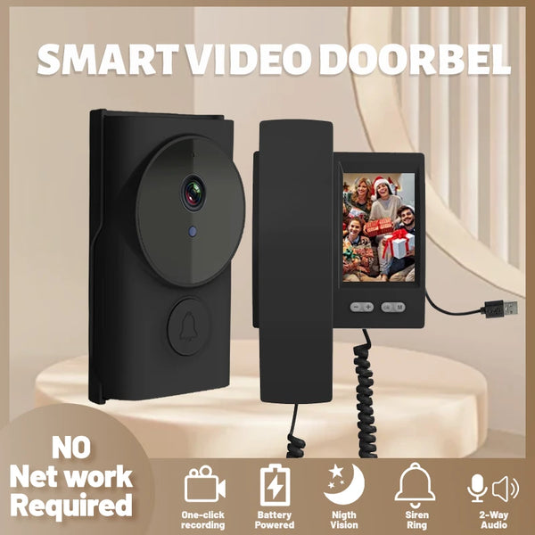 Y9-KP1 Wireless Visual Doorbell Low Power Smart Video Doorbell Two-Way Audio with HD Camera Night Vision Battery Powered No WiFi Required