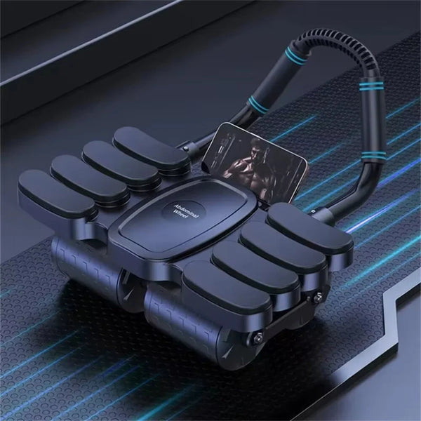 KALOAD 4 Wheel 8 Elbow Automatic Rebound Brake Abdominal Exerciser with Phone Holder Muscle Slimming Fitness Equipment for Exercise Abs