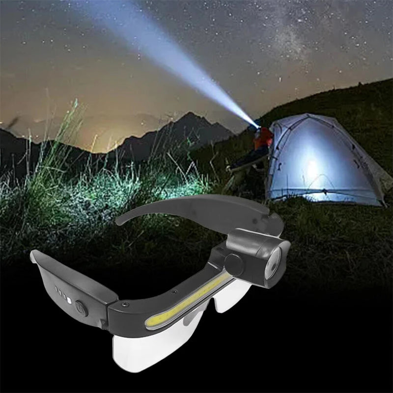 LED Safety Glasses Light USB Charging Multi-Function Full-View Large Floodlight For Outdoor Cycling Fishing Camping LED Headlight