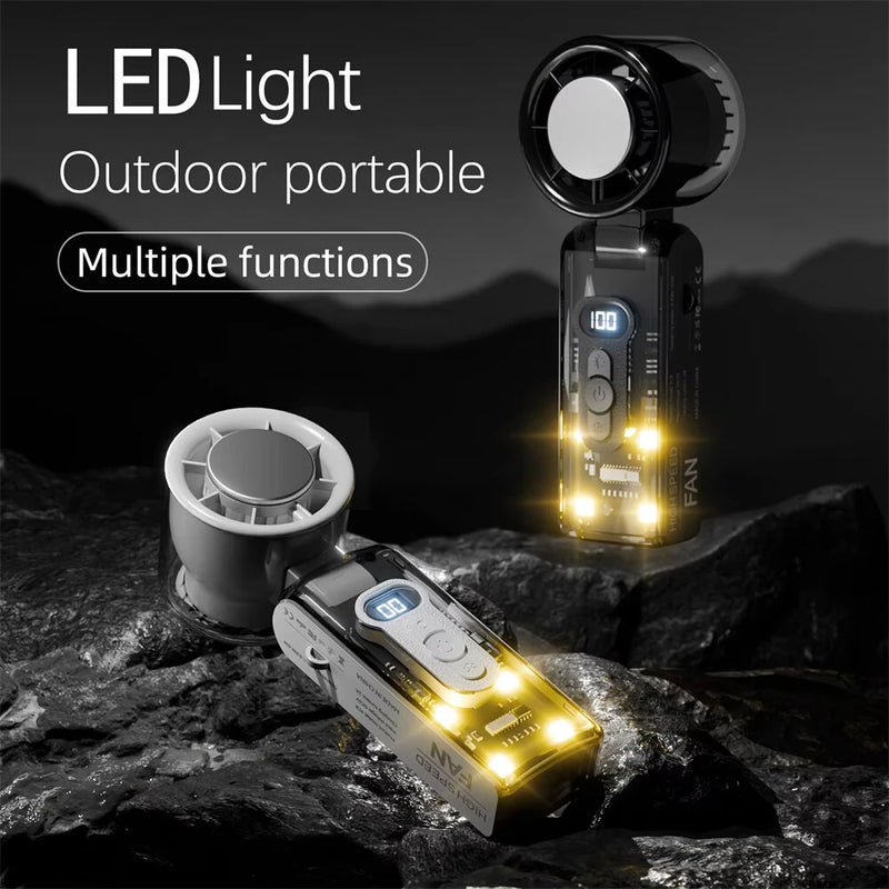 Tevorex Portable USB Rechargeable Handheld Fan with LED Light Refrigeration Foldable 100 Gear High-speed Desktop Outdoor Turbo Fan