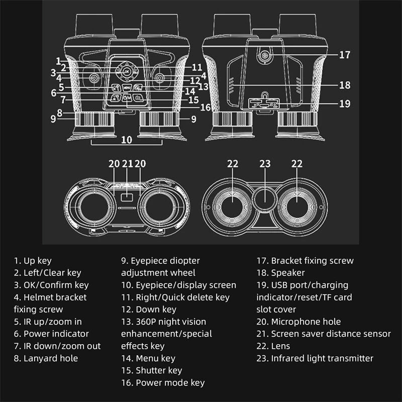IPRee Head Mounted Night Vision Goggles 3D VR Digital Infrared Night Vision Binoculars 8064x3024 Photo & 3840x1080 Video Resolutions 150m Night Vision