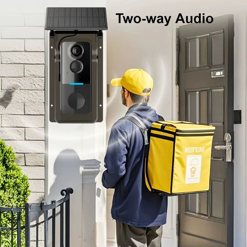 Tuya WiFi 1080P Video Doorbell Camera with Solar Cover 2-way Audio Intercom Video Motion Detect Waterproof Outdoor Wireless Doorbell