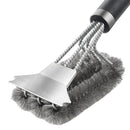 Long Handle BBQ Grill Cleaning Brush with Stainless Steel Scraper Bristles Cleaner Heavy Duty BBQ Tool Easy Stain Removal Grill Wire Brush Barbecue Accessories