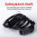 XANES Bike Lock Steel Password Lock Five-digit Code Anti-theft 120CM Portable Safety Cable Lock for MTB Bike Electric Bike Scooter Motorcycle