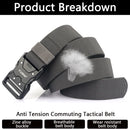 TUSHI 125cm Quick Release Tactical Belt Men Metal Buckle Nylon Elastic Girdle for Military Training Hiking Outdoor Work