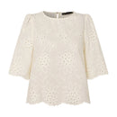 ZANZEA Elegant Style Womens Vintage Casual Cotton Crop Shirts Top Vacation Crew Neck Hollow Embroidery Blouses