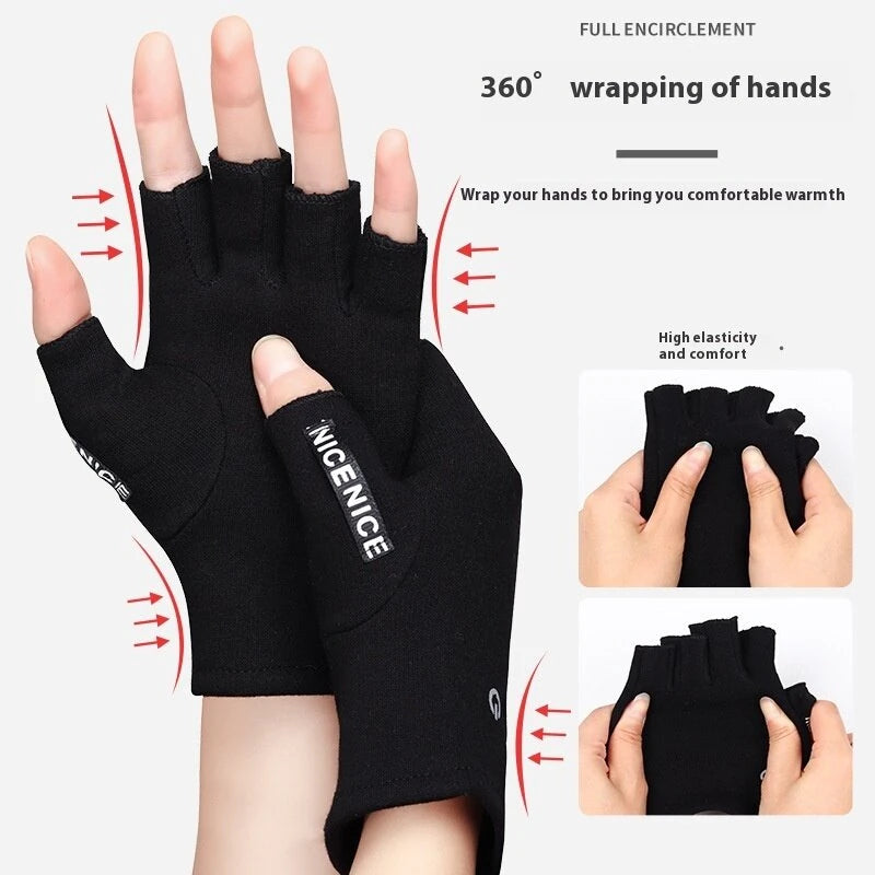 TENGOO Winter Electric Heated Gloves USB Rechargeable Half-finger Gloves Hand Warmer Heating Gloves Thermal Touch Screen Waterproof Motorcycle Gloves
