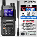 Baofeng UV-26 10W High Power Walkie Talkie Handheld Two Way Radio Long Range Multi Band NOAA Weather Alert 999 Channels Rechargeable Battery Type-C Charging Wireless Frequency Copy Transceiver Radio