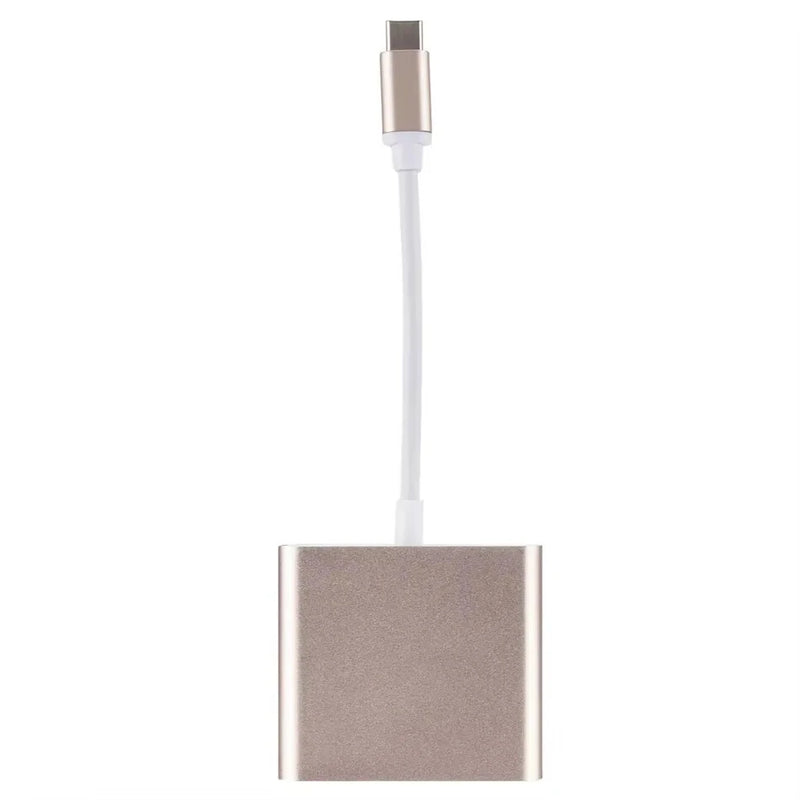 USB 3.1 Converter USB-C to HD Adapter Hub 3-in-1 Type-C to HDMI/USB 3.0/Type-C Aluminum for Apple Macbook Adapter
