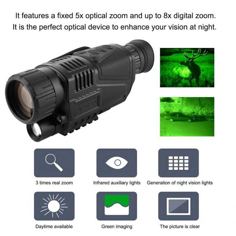 NV300 5x40 Infrared Night Vision Goggles Monocular Scope HD Waterproof Telescope for Adults Wildlife Hunting Monitoring Camera