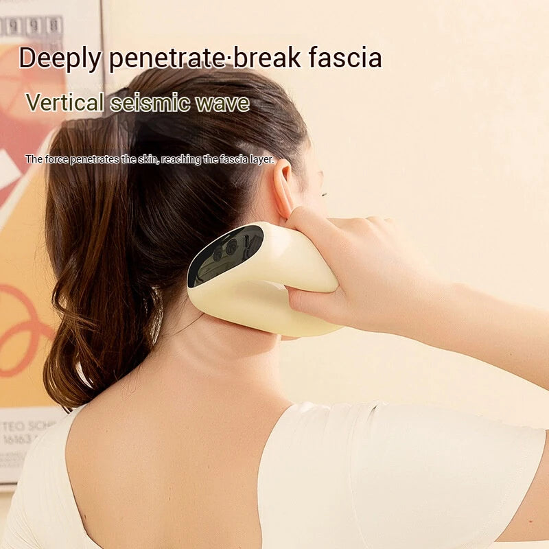 Fascia Massager Ring with Heat Compress 5 Speed Vibrating Massage for Neck Back Waist Leg Portable Handheld Muscle Massage Tool Type-C Fast Charging