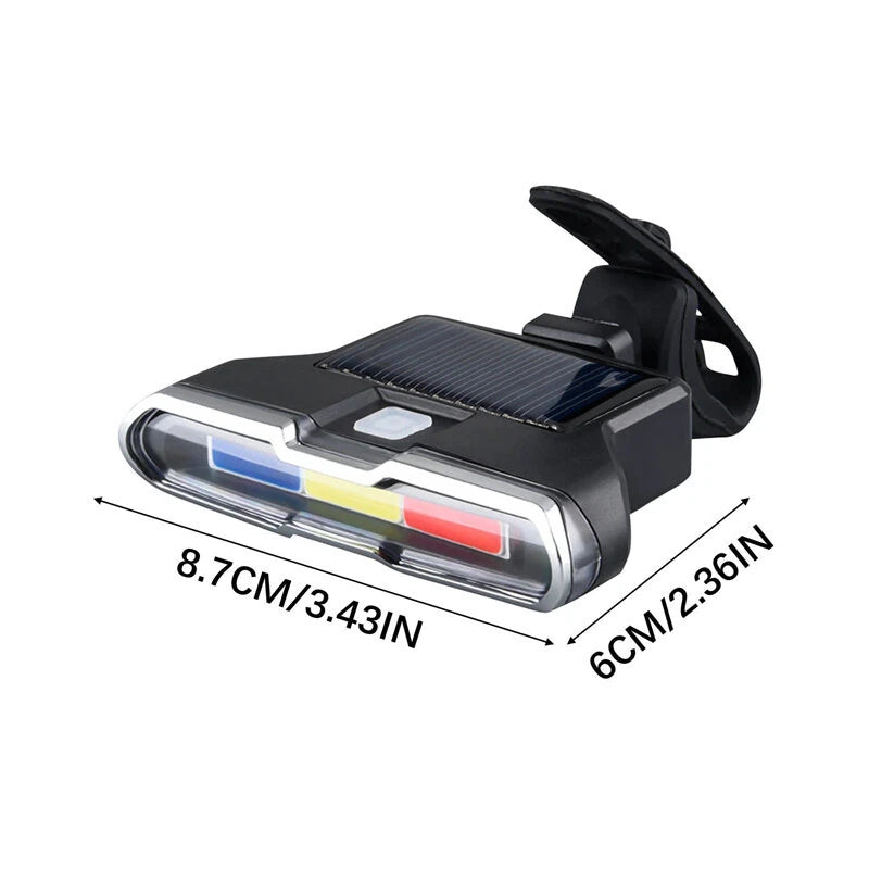 Bikight Solar Bike Taillight 300mAh Battery 7 Light Modes Type-C Charging IPX7  Waterproof Bicycle Rear Light for MTB Bike Motorcycle Electric Vehicle