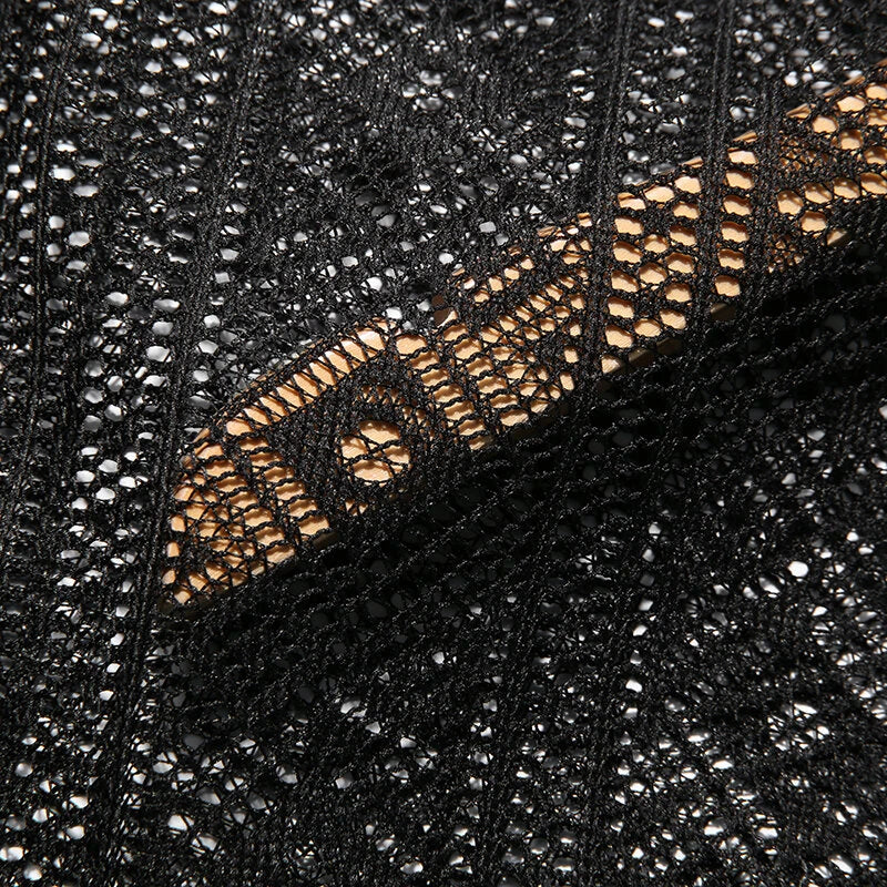 INCERUN Men's Hollow Lace Loose Short Sleeve Shirts