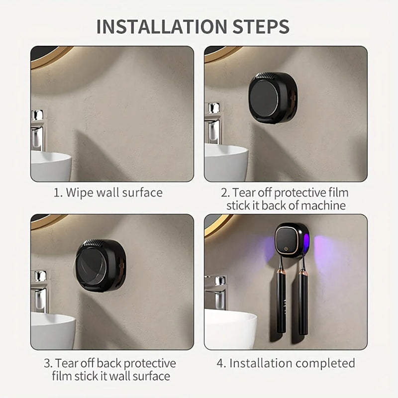 Smart Toothbrush Sterilizer Electric Ultraviolet Sterilization Box Heat Drying Wall-Mounted Bathroom Double Toothbrush Storage Rack