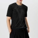 INCERUN Men T-Shirts Fashion Solid Color Skinny Elastic Top Tee Casual Summer Round Neck Short Sleeve Mens Clothing