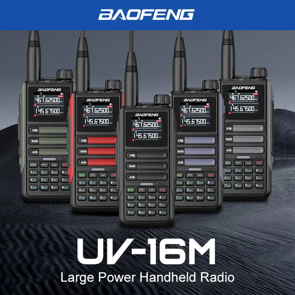 Baofeng UV16M Walkie Talkie AM FM Multi-band Long Range Powerful Two Way Radio 999 CH Wirless Copy Frequency Waterproof Transceiver NOAA Weather Walkie Talkie