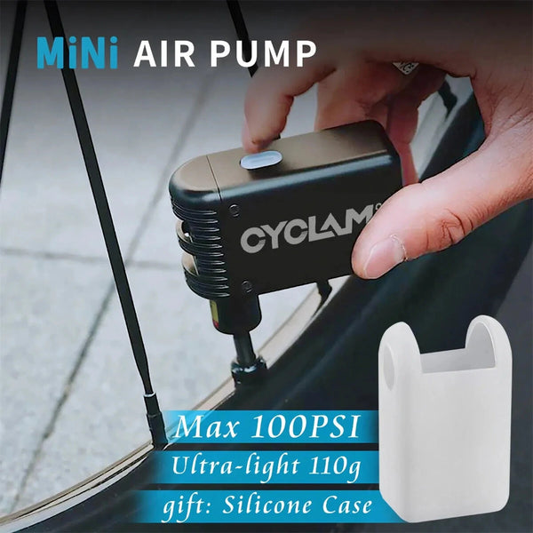 CYCLAMI A2 100PSI Mini Electric Bicycle Air Pump Universal Automatic Rapid Inflation Overheat Protection 110g Portable Cordless Inflator for Outdoor Road MTB Bike Motorcycle Ball