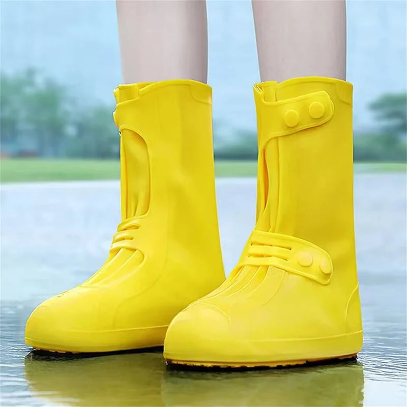 XANES 1 Pair Rain Boot Bicycle Shoe Covers Waterproof Silicone High Top Non-slip Shoes Protector Outdoor Reusable Thickened Footwear for Cycling Hiking Walking