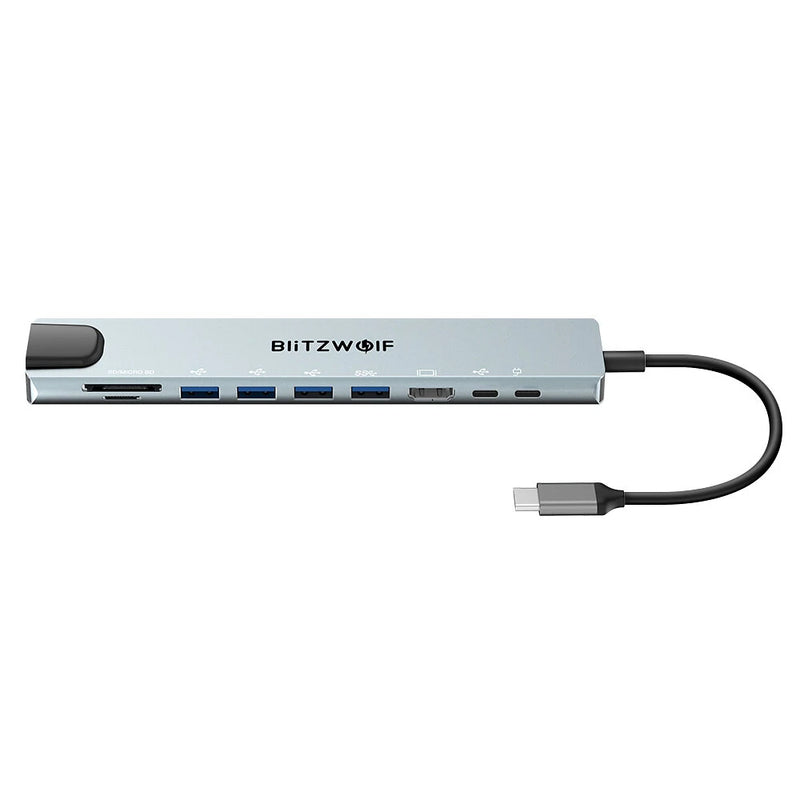 BlitzWolf BW-NEW TH5 10 in 1 USB Hubs with HD 4K@30Hz USB3.0 / USB2.0 / Type-C 2.0 / RJ45 Ethernet / 100W PD Charging / SD TF Card Slots Docking Station for Apple Huawei Laptops Macbook