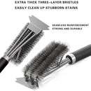 Long Handle BBQ Grill Cleaning Brush with Stainless Steel Scraper Bristles Cleaner Heavy Duty BBQ Tool Easy Stain Removal Grill Wire Brush Barbecue Accessories