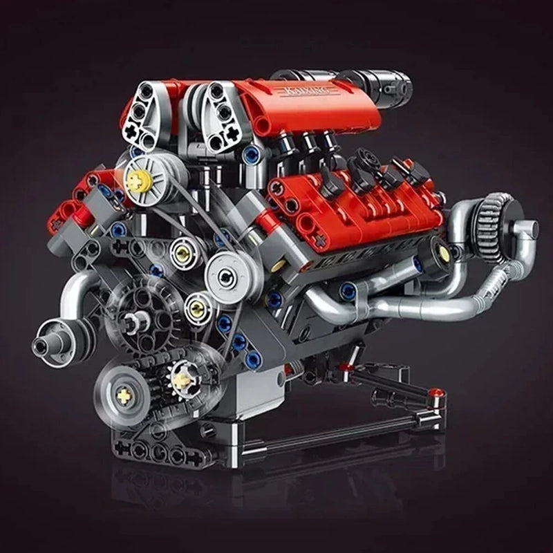 660PCS K96203 MOC Motorized Ferrari488  V8 Engine Model Technical Building Block Brick Assembly Kit with LED Lights Rechargeable APP Controlled Science Education Discovery Toys Christmas Gift Gifts