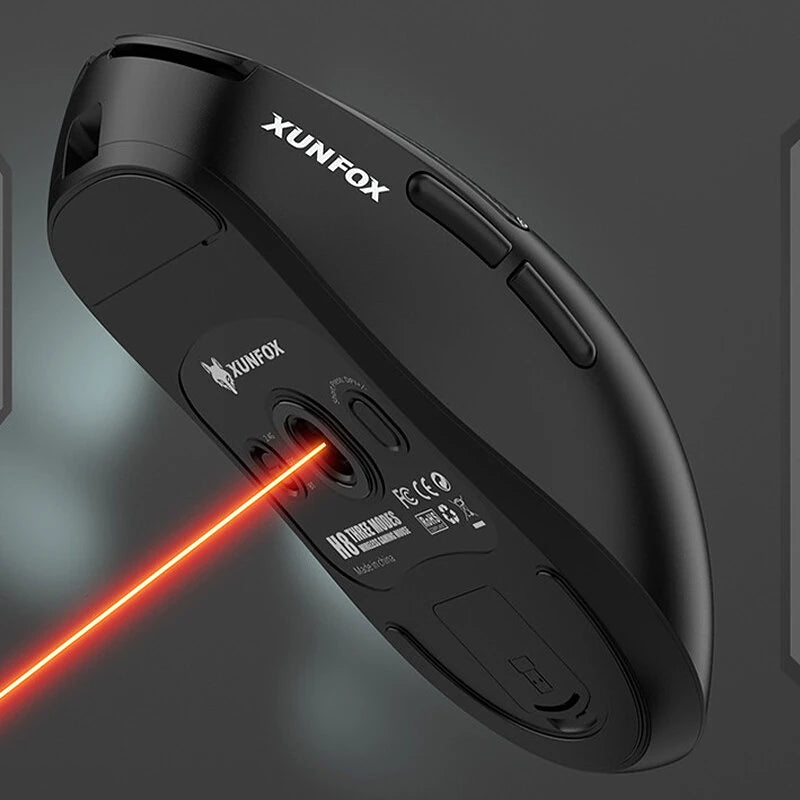 XUNFOX H8 Tri-mode Gaming Mouse PAW3311 Sensor 12000DPI 1000Hz 2.4G/BT/Wired E-sports Gamer Mice Lightweight 55g for PC Computer Laptop